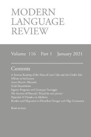 Modern Language Review (116: 1) January 2021 by Derek F Connon 9781781889961