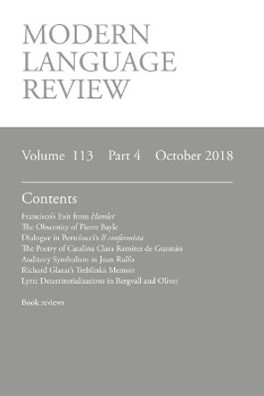 Modern Language Review (113: 4) October 2018 by D. F. Connon 9781781887400