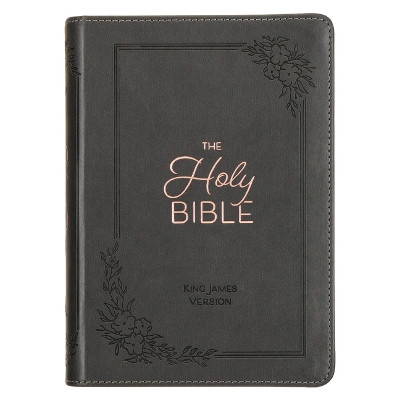 KJV Holy Bible, Compact Large Print Faux Leather Red Letter Edition - Ribbon Marker, King James Version, Gray by Christian Art Gifts 9781642729276