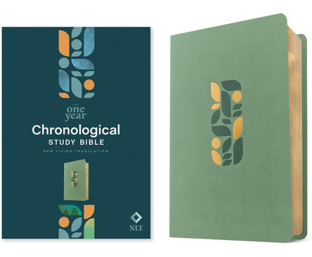 NLT One Year Chronological Study Bible (Leatherlike, Sage Green Mosaic) by Tyndale 9781496485601