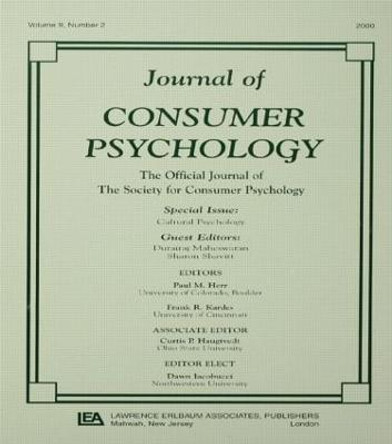 Cultural Psychology: A Special Issue of the journal of Consumer Psychology by Durairaj Maheswaran