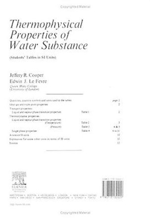 Thermophysical Properties of Water Substance: Students' Tables in SI Units by Jeffrey Cooper