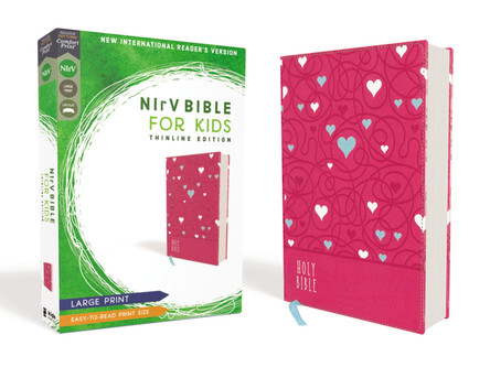 NIrV, Bible for Kids, Large Print, Leathersoft, Pink, Comfort Print: Thinline Edition by Zondervan