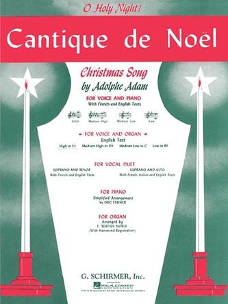 Cantique de No?l (O Holy Night): High Voice (E-Flat) and Organ by Adolphe Adam 9781495062568