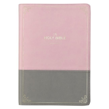 KJV Super Giant Print Bible Two-Tone Pink/Gray Faux Leather by  9781642728415