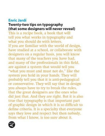 Twenty-two Tips on Typography by Enric Jardi 9788496540927
