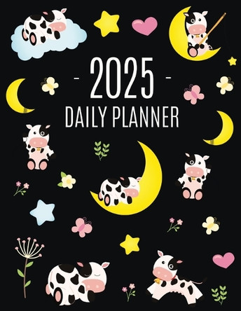 Cow Planner 2025: Cute 2025 Daily Organizer: January-December (12 Months) Pretty Farm Animal Scheduler With Calves, Moon & Hearts by Happy Oak Tree Press 9781965994054