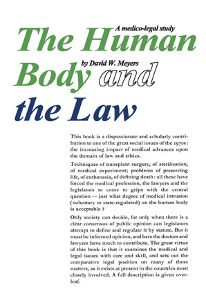 Human Body and the Law: A Medico-legal Study by  9780202308777