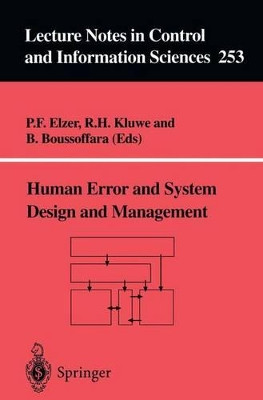 Human Error and System Design and Management by P. Elzer 9781852332341
