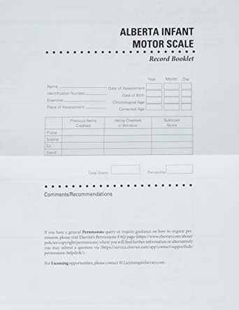 Alberta Infant Motor Scale Score Sheets (AIMS): Package of 50 Score Sheets by Martha Piper 9780323798426
