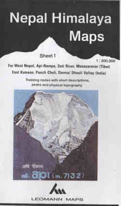 Nepal Himalaya Mountain Maps: Sheet 1: Far West Nepal, Api-Nampa, Seti River, Manasarovar (Tibet), East Kumaon, Kali River, Panch Chuli, Darma/Dhali Valley (India) by  9780906227732