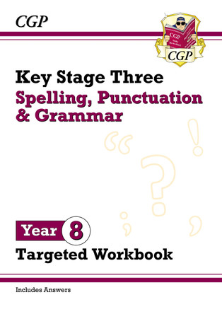 New KS3 Year 8 Spelling, Punctuation and Grammar Targeted Workbook (with answers) CGP Books 9781837742431