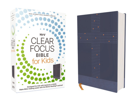 NIrV, Clear Focus Bible for Kids, Leathersoft, Blue: Help Kids with ADHD and Dyslexia Read with Confidence 9780310467588