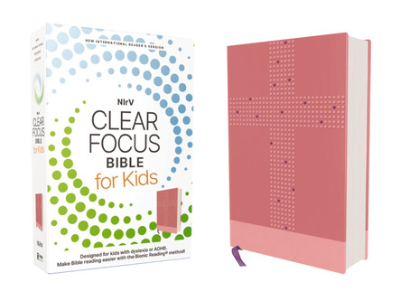 NIrV, Clear Focus Bible for Kids, Leathersoft, Pink: Help Kids with ADHD and Dyslexia Read with Confidence 9780310467595