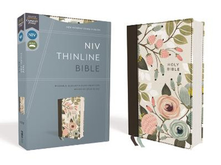 NIV, Thinline Bible, Cloth over Board, Floral, Red Letter Edition, Comfort Print by Zondervan