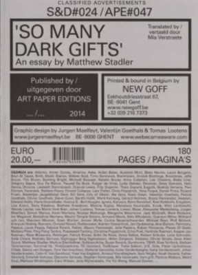 S&D 24/ Ape#47 - So Many Dark Gifts, an Essay by Matthew Stadler by  9789490800291