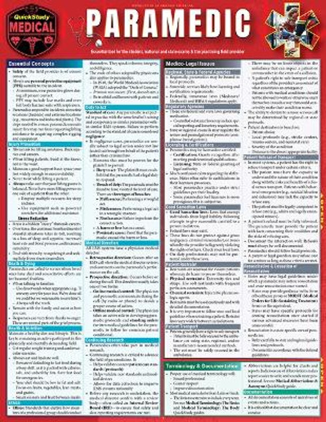 Paramedic: A Quickstudy Laminated Reference Guide by The Red to Black Editing Co