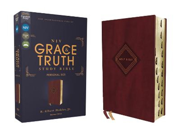 NIV, The Grace and Truth Study Bible, Personal Size, Leathersoft, Burgundy, Red Letter, Thumb Indexed, Comfort Print by R. Albert Mohler, Jr.