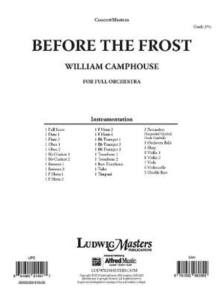 Before the Frost: Conductor Score by William Camphouse