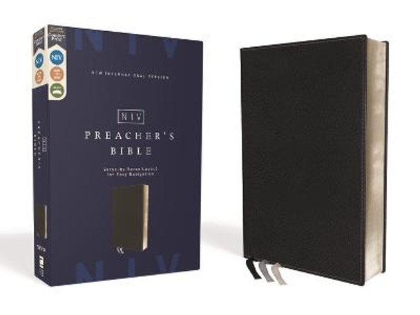 NIV, Preacher's Bible, Verse-by-Verse Format, Leathersoft, Black, Line Matched, Comfort Print by Zondervan