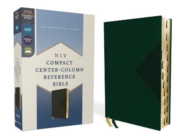 NIV, Compact Center-Column Reference Bible, Leathersoft, Green, Red Letter, Thumb Indexed. Comfort Print by Zondervan 9780310462934