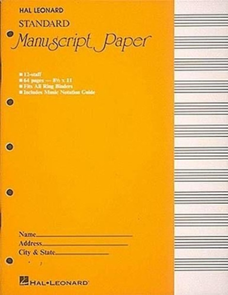 Standard Manuscript Paper ( Yellow Cover) by Hal Leonard Corp 9780881884982