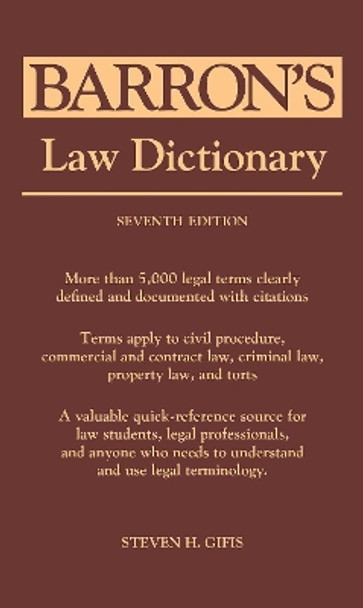 Barron's Law Dictionary by Steven H. Gifis 9781438006956