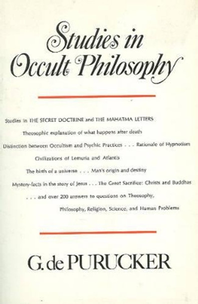 Studies in Occult Philosophy by G. de Purucker 9780911500523