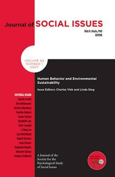 Human Behavior and Environmental Sustainability by Charles Vlek 9781405175487