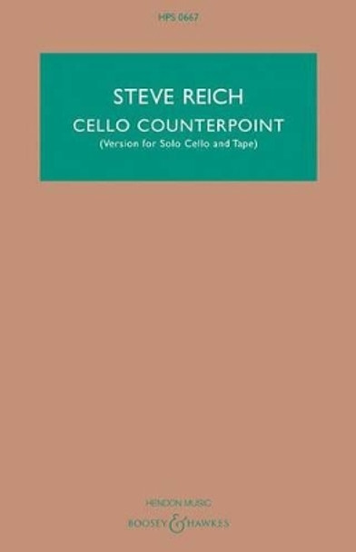 Cello Counterpoint: Version for Solo Cello and Tape by Steve Reich 9781495083426