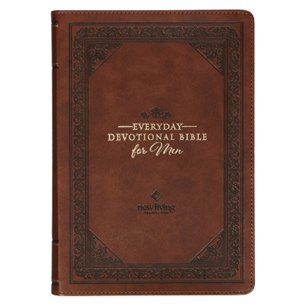 NLT Holy Bible Everyday Devotional Bible for Men New Living Translation, Vegan Leather, Brown Debossed by Christian Art Gifts 9781639524136