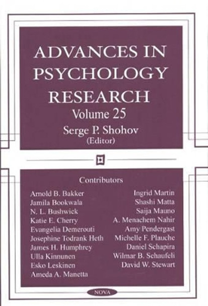 Advances in Psychology Research: Volume 25 by Serge P. Shohov 9781590337653