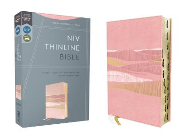 NIV, Thinline Bible, Leathersoft, Pink, Red Letter, Thumb Indexed, Comfort Print by Zondervan