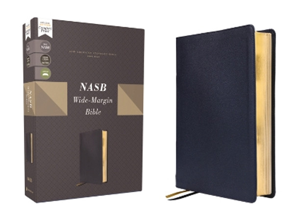NASB, Wide Margin Bible, Genuine Leather, Calfskin, Navy, Red Letter, 1995 Text, Comfort Print by Zondervan 9780310461104
