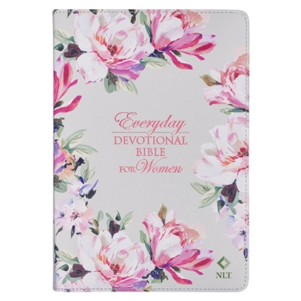 NLT Holy Bible Everyday Devotional Bible for Women New Living Translation, Vegan Leather, Pink Floral Printed by Christian Art Gifts 9781639524167