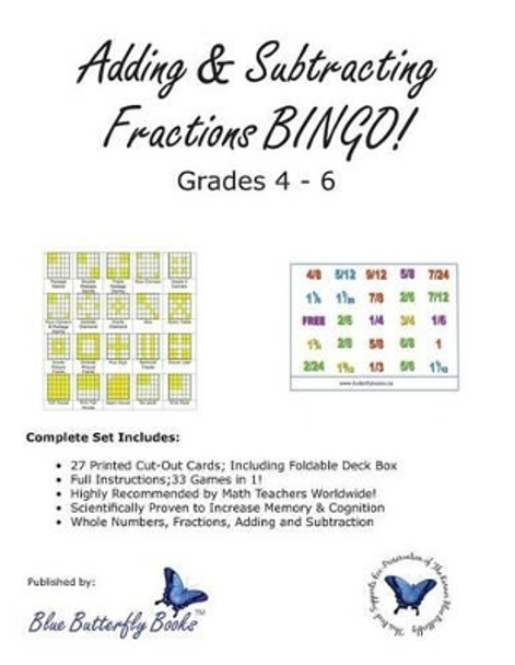 Adding & Subtracting Fractions BINGO! by Blue Butterfly Books 9780992053055