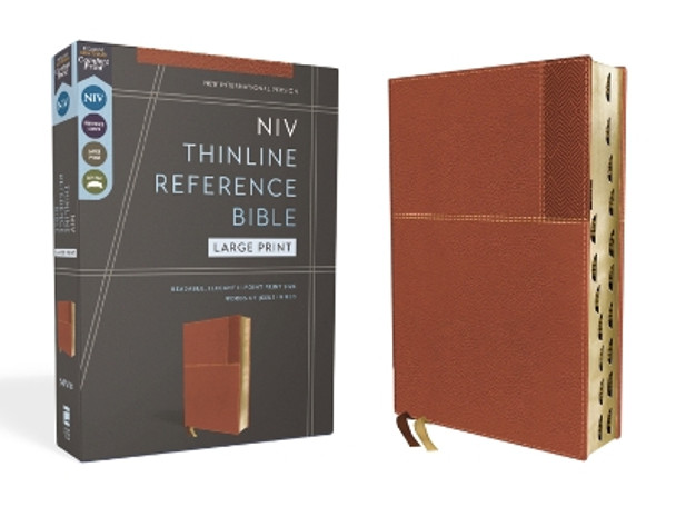 NIV, Thinline Reference Bible, Large Print, Leathersoft, Brown, Red Letter, Thumb Indexed, Comfort Print by Zondervan 9780310462705