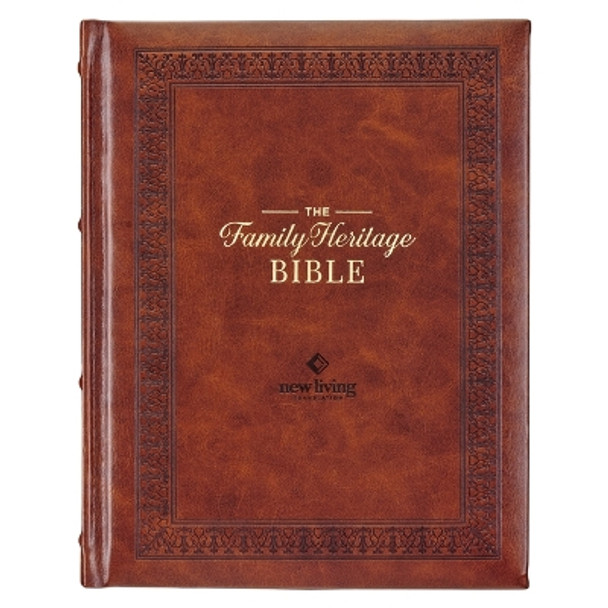 NLT Family Heritage Bible, Large Print Family Devotional Bible for Study, New Living Translation Holy Bible Faux Leather Hardcover, Additional Interactive Content, Brown by Christian Art Gifts 9781639522293