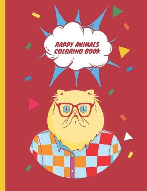 Happy Animals Coloring Book: Cute Animals Brain games Mazes Birds, Owls, Elephants, Dogs, Cats, Unicorn Fun with Numbers, Letters, Shapes For kids ages 1-5 by Coloring Fungames 9798602411331