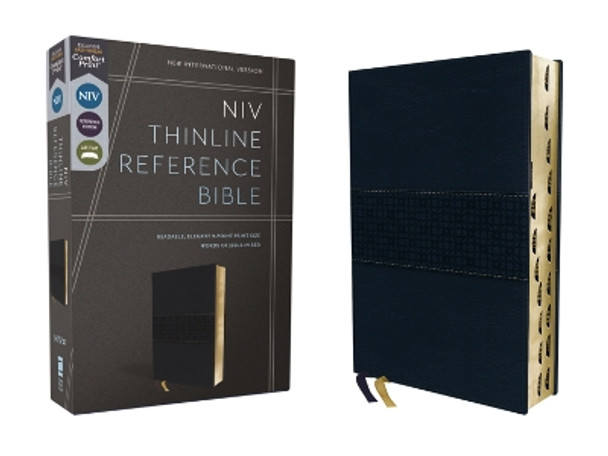 NIV, Thinline Reference Bible, Leathersoft, Navy, Red Letter, Thumb Indexed, Comfort Print by Zondervan 9780310462743