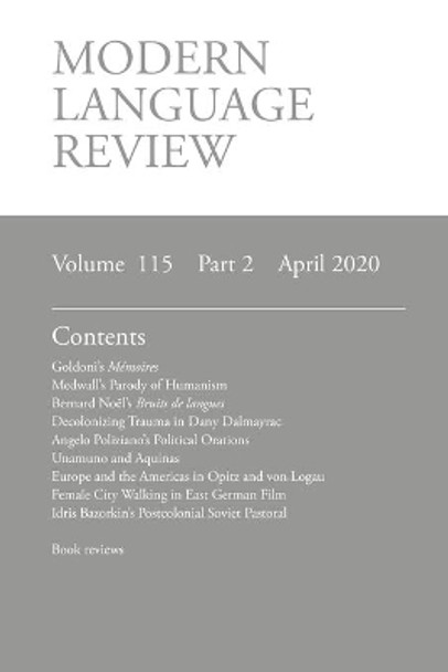 Modern Language Review (115: 2) April 2020 by D. F. Connon 9781781889558