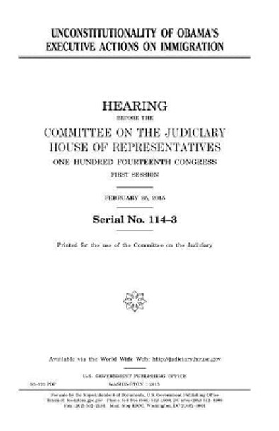 Unconstitutionality of Obama's executive actions on immigration by United States House of Representatives 9781981318773