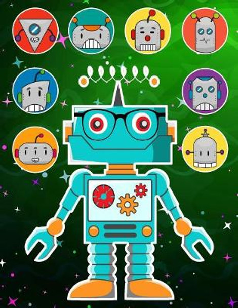 Robots Sticker Album 2 for Boys: 100 Plus Pages for Permanent Sticker Collection, Activity Book for Boys - 8.5 by 11 by Fat Dog Journals 9781975983178