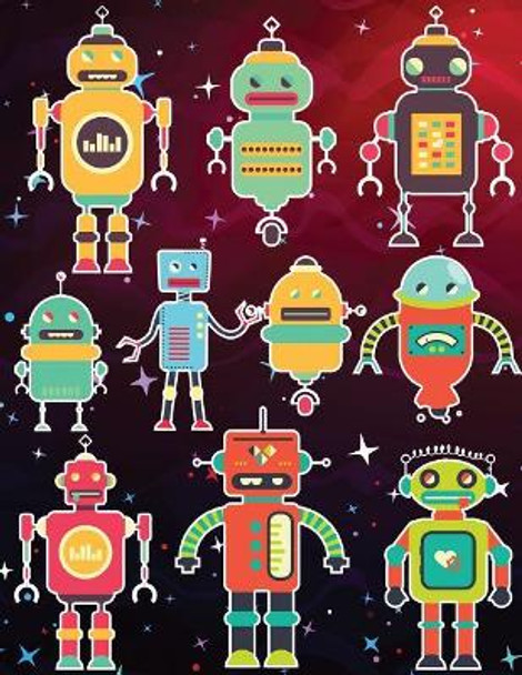 Robots Sticker Album For Boys: 100 Plus Pages For PERMANENT Sticker Collection, Activity Book For Boys - 8.5 by 11 by Maz Scales 9781975982201