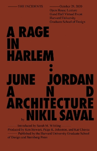 Rage in Harlem: June Jordan and Architecture by Nikil Saval 9783956796296