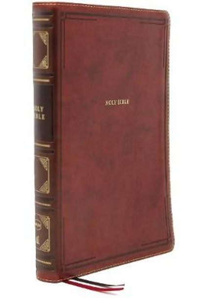 NKJV, Thinline Bible, Large Print, Leathersoft, Brown, Thumb Indexed, Red Letter, Comfort Print: Holy Bible, New King James Version by Thomas Nelson