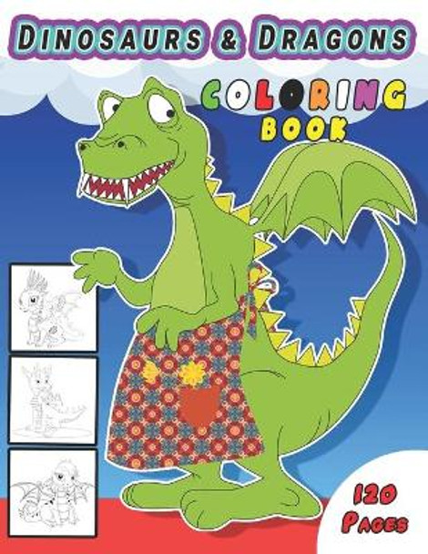 Dinosaur and Dragon Coloring Book: A Beautiful Gift for Boys, Cute Dragons Coloring Book for Kids 4-8 ages, for Kids Who Extremely Love Animals by Rashid Elmarini 9798551516606