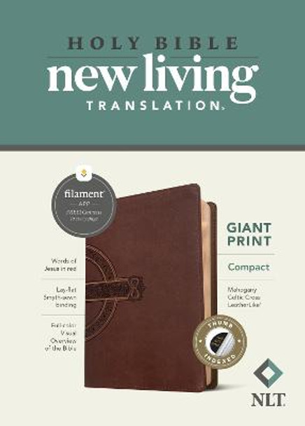 NLT Compact Giant Print Bible, Filament Enabled Edition (Red Letter, Leatherlike, Mahogany Celtic Cross, Indexed) by Tyndale