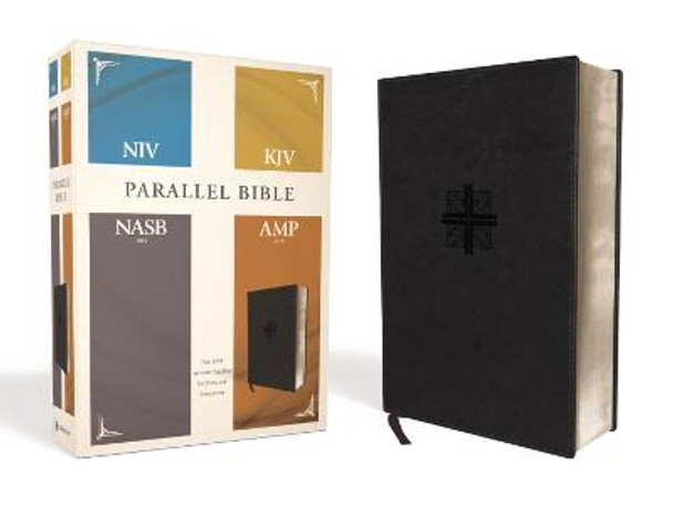 NIV, KJV, NASB, Amplified, Parallel Bible, Leathersoft, Black: Four Bible Versions Together for Study and Comparison by Zondervan