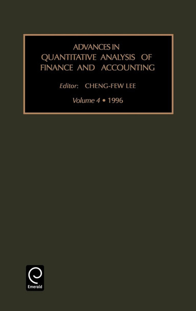 Advances in quantitative analysis of finance and accounting by Cheng-Few Lee 9781559389884